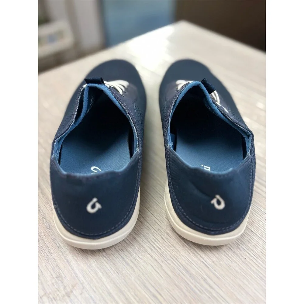 OluKai Moku Pae Men's Lace-Up Boat Shoes Trench Blue/Off White Size 10.5